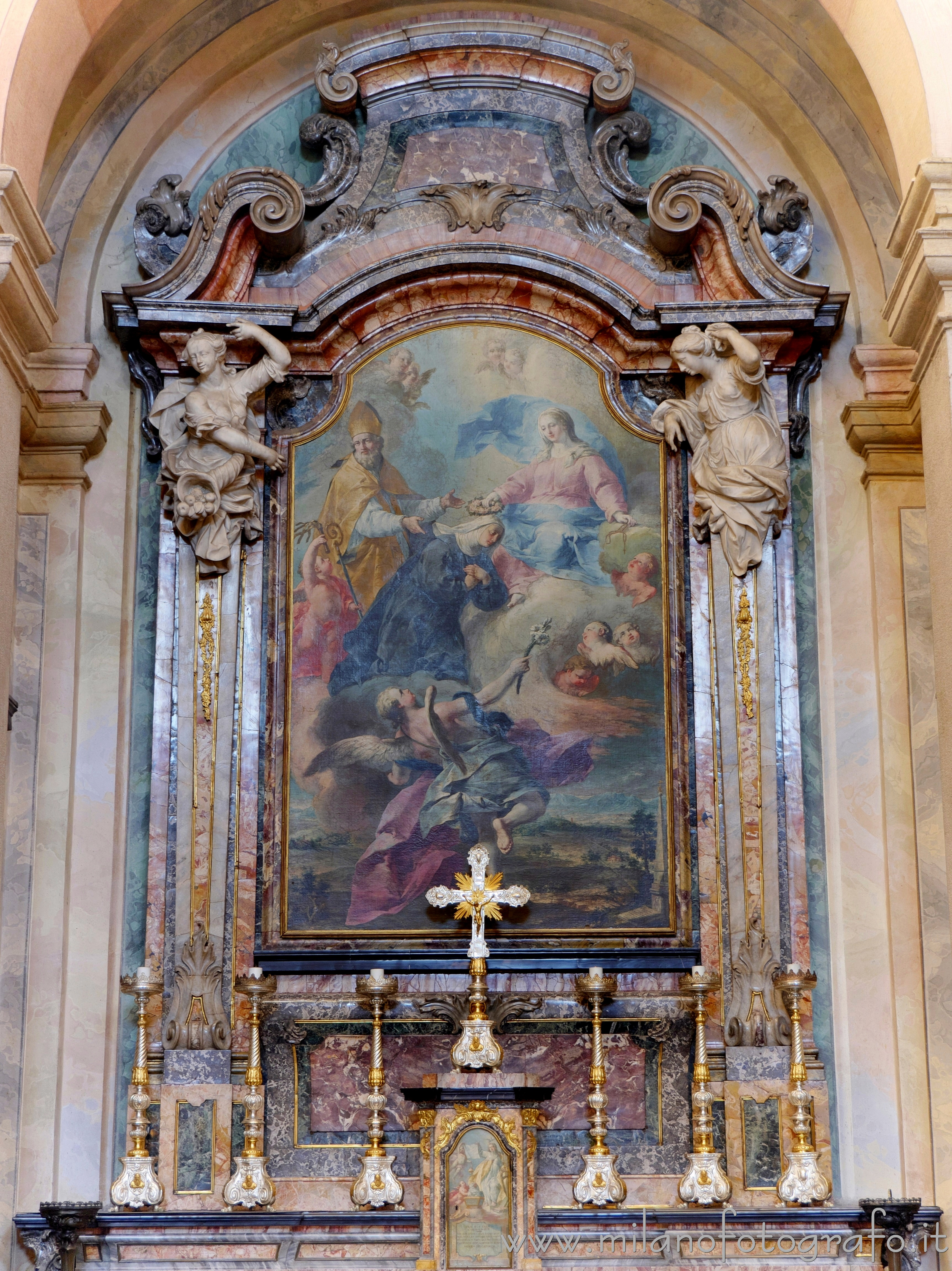 Busto Arsizio (Varese, Italy) - Retable of the altar of St. Ambrose and of the Blessed Juliana in the Basilica of St. John Baptist